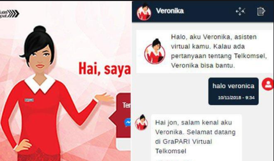 Tanya Veronika Asisten Virtual chat diambil dari web telkomsel