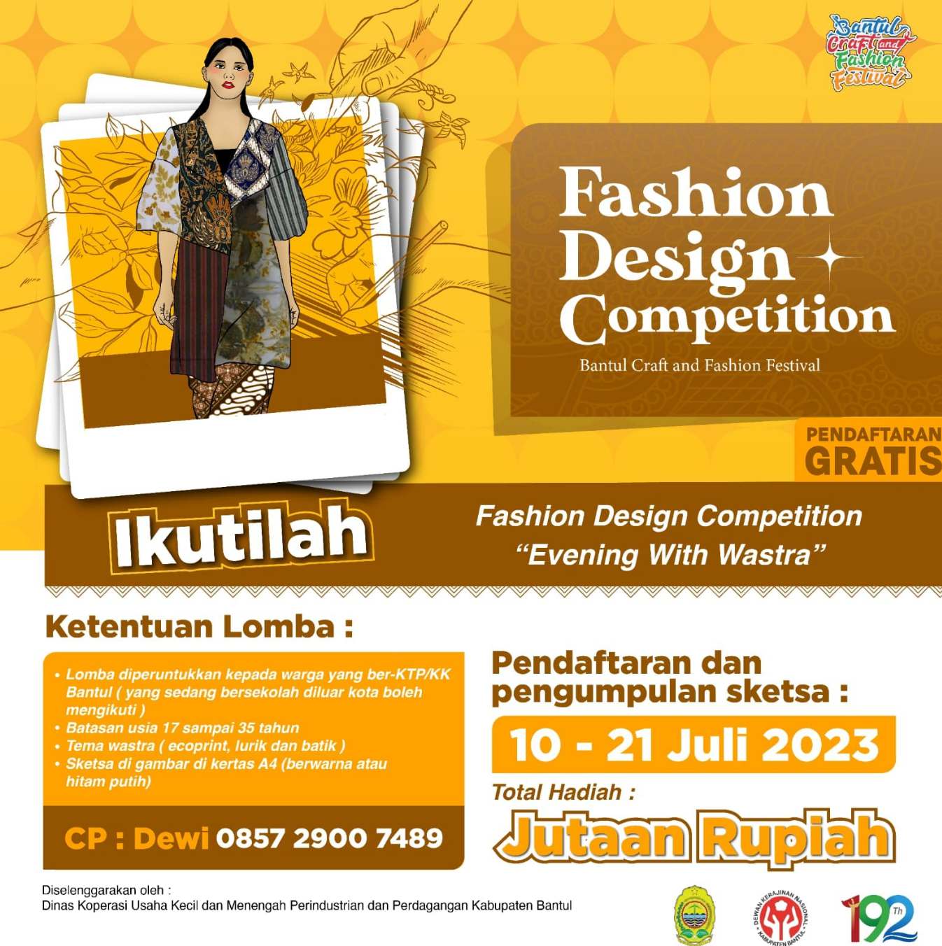 Hallo Sedulur Bantul! Ikuti Fashion Design Competition “Evening With Wastra” dan Menangkan Hadiah Jutaan Rupiah!