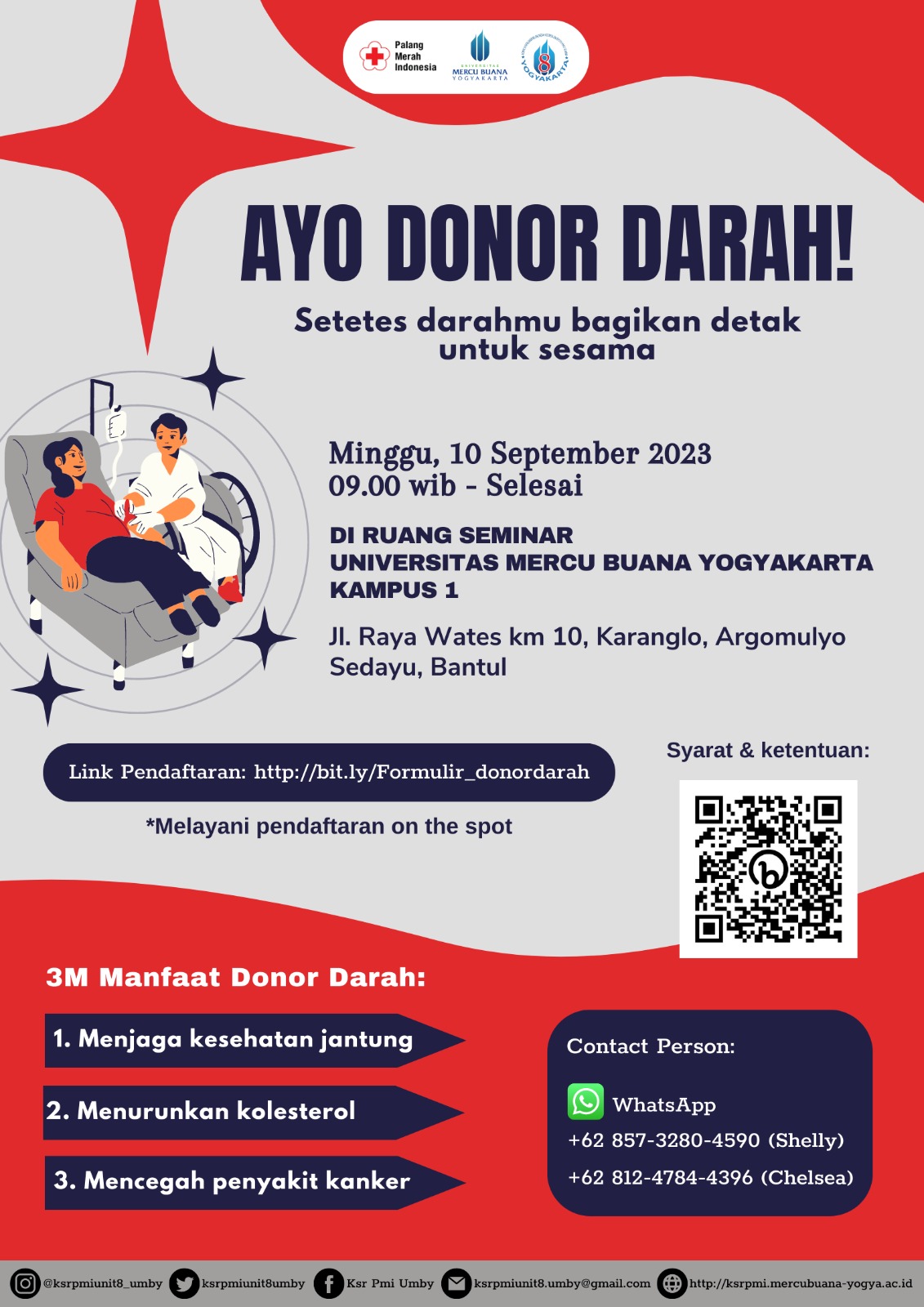 Agenda : Kegiatan Donor Darah  KSR PMI Unit VIII UMBY (Minggu 10 September 2023)