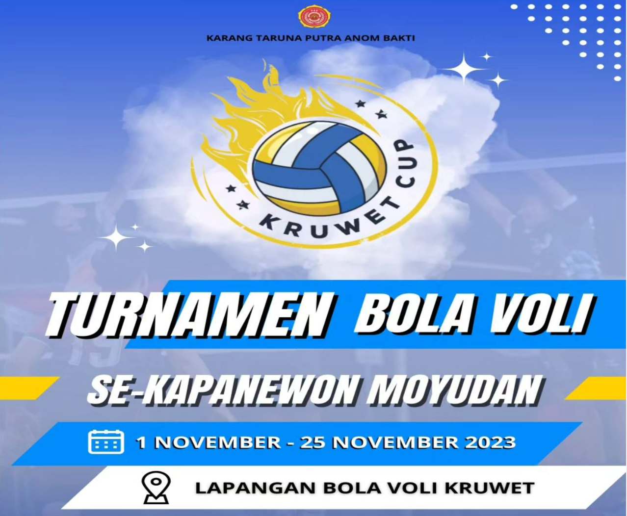 Ini peserta dan Jadwal Turnamen Bola Voli – Kruwet Cup 2023 Moyudan Sleman