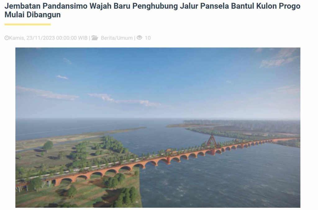 Design Jembatan Pandansimo bantul proyek pembangunan Jembatan Pandansimo telah dimulai