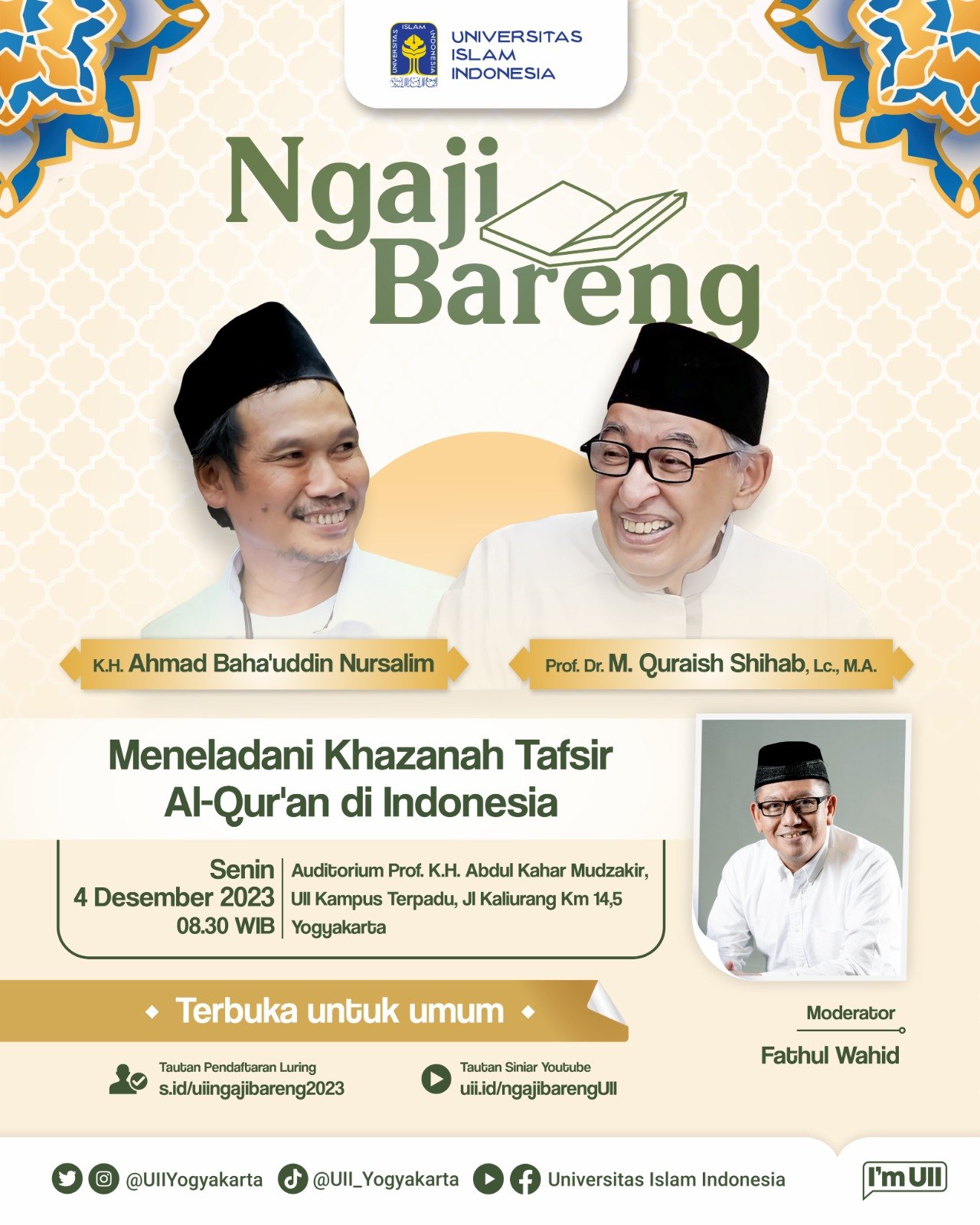 NGAJI BARENG GUS BAHA & PROF. QURAIS SHIHAB DI UNIVERSITAS ISLAM INDONESIA