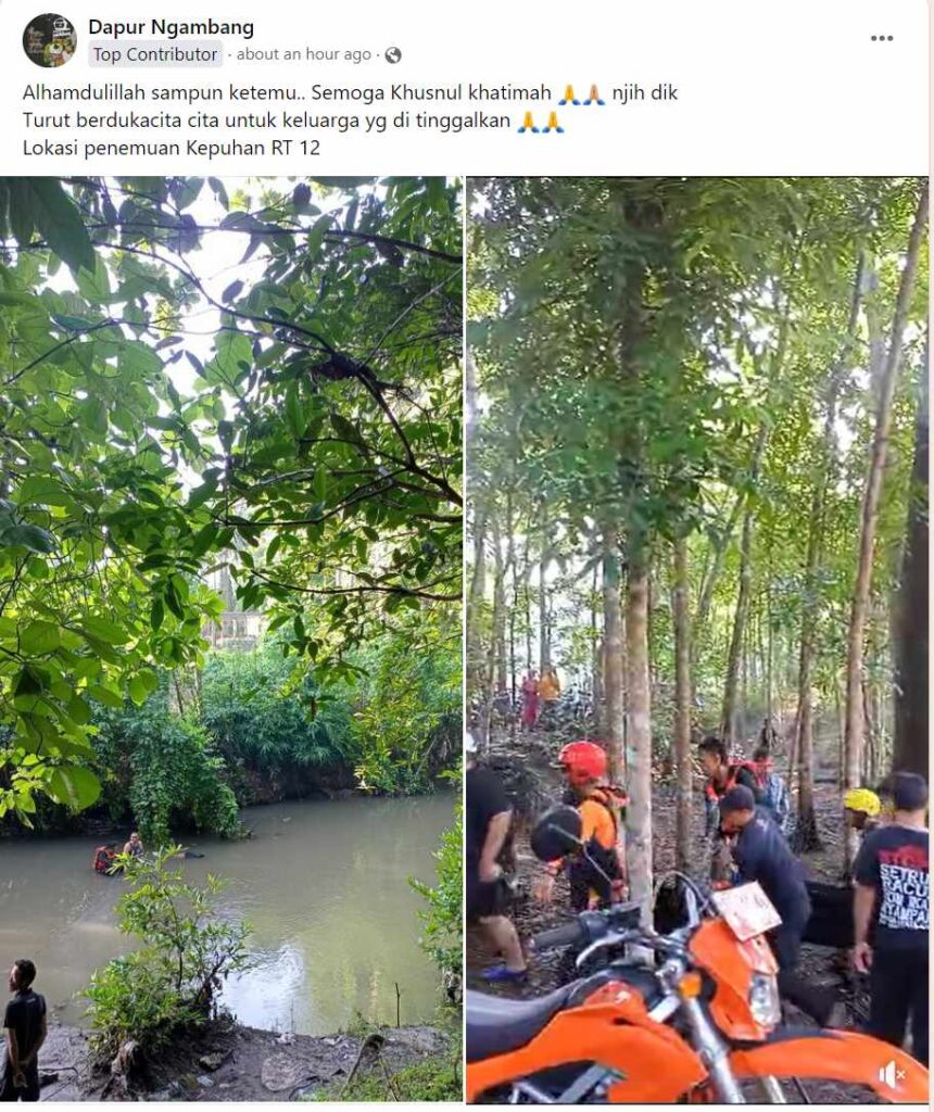 Setelah 14 Jam pencarian, Korban Laka Air Kali Konteng ditemukan
