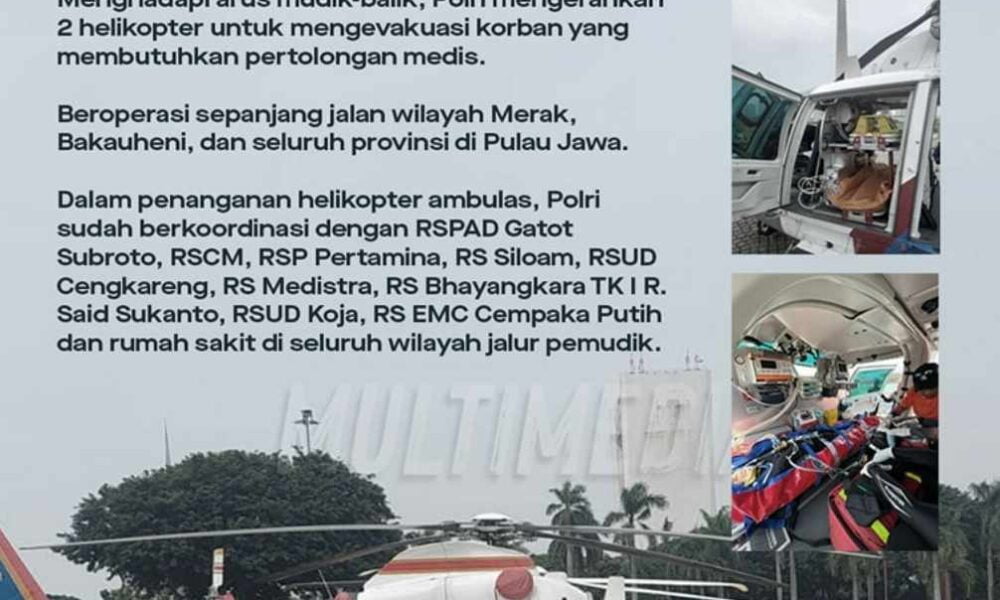 Dua Helikopter POLRI Siaga Jadi Ambulans Udara