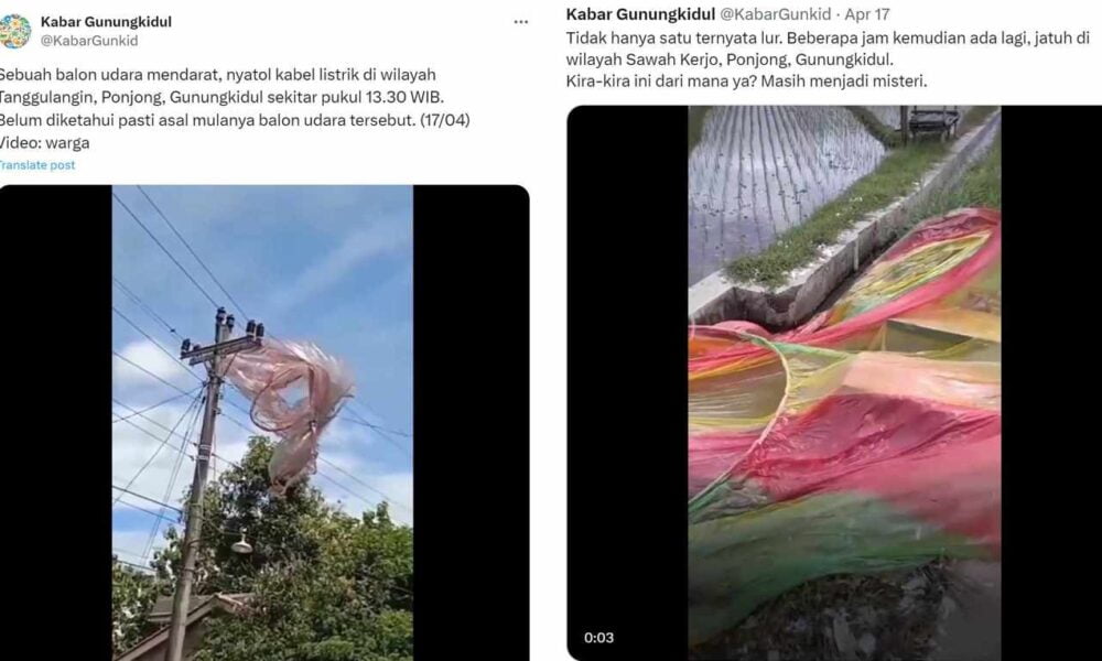 Balon Udara liar Juga Mendarat di Tanggulangin, Ponjong, Gunungkidul