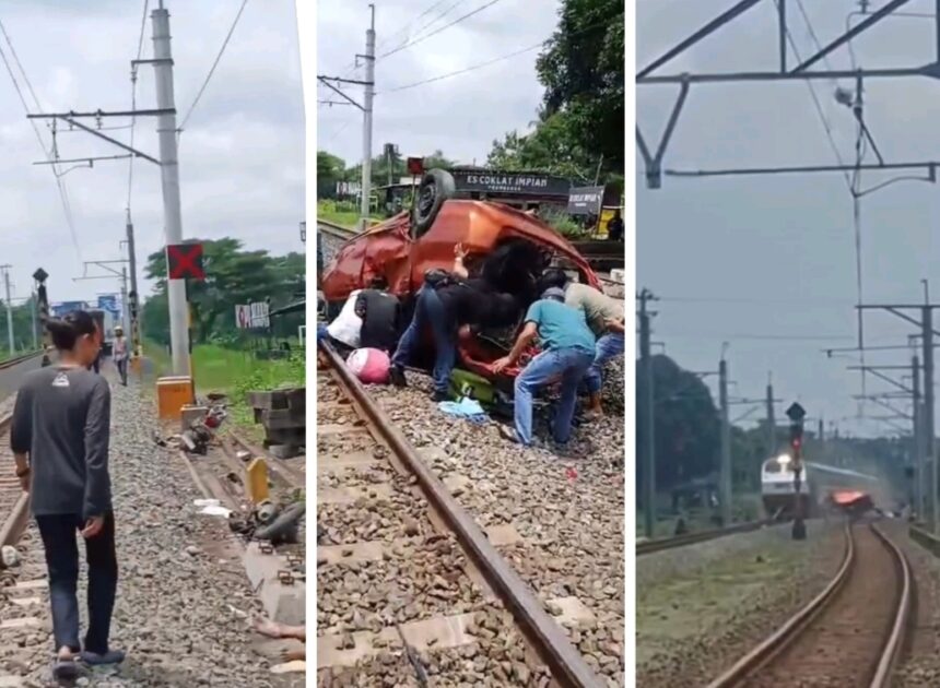 Kecelakaan KA Bangunkarta Libatkan Mobil dan Motor di Perlintasan Prambanan