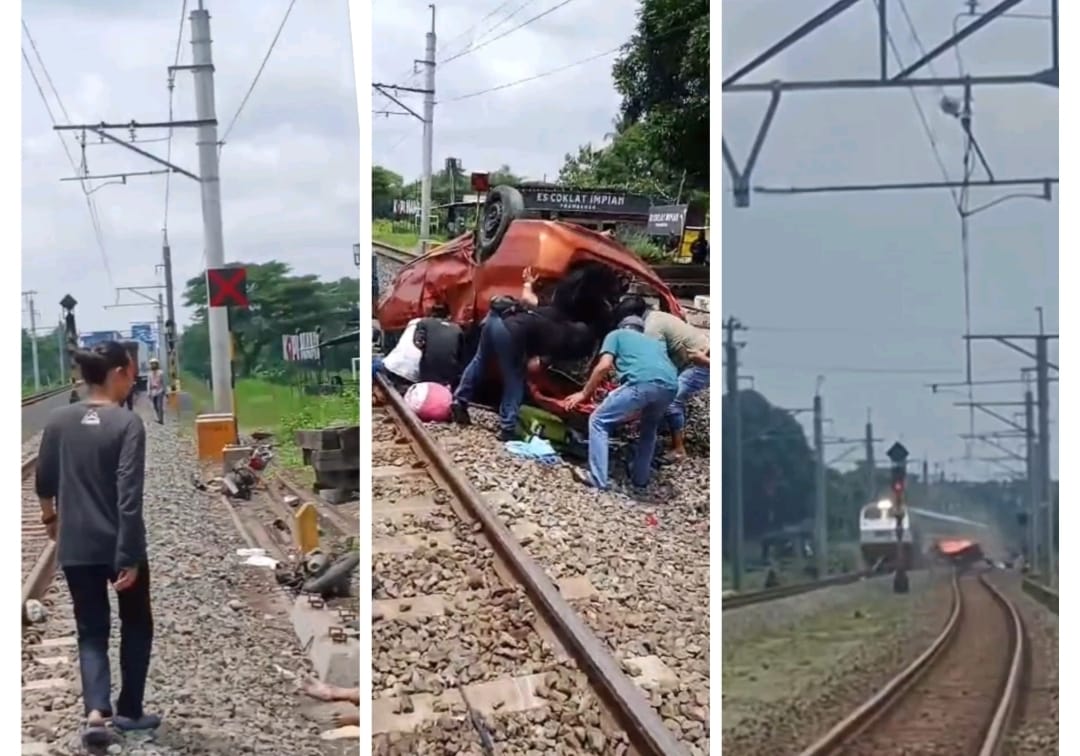 Kecelakaan KA Bangunkarta Libatkan Mobil dan Motor di Perlintasan Prambanan
