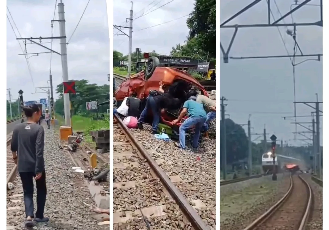 Kecelakaan KA Bangunkarta Libatkan Mobil dan Motor di Perlintasan Prambanan